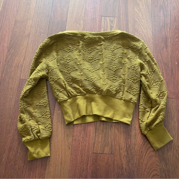 Anthropologie Cropped Textured Mustard Sweater + Tank Set - Picture 5 of 7